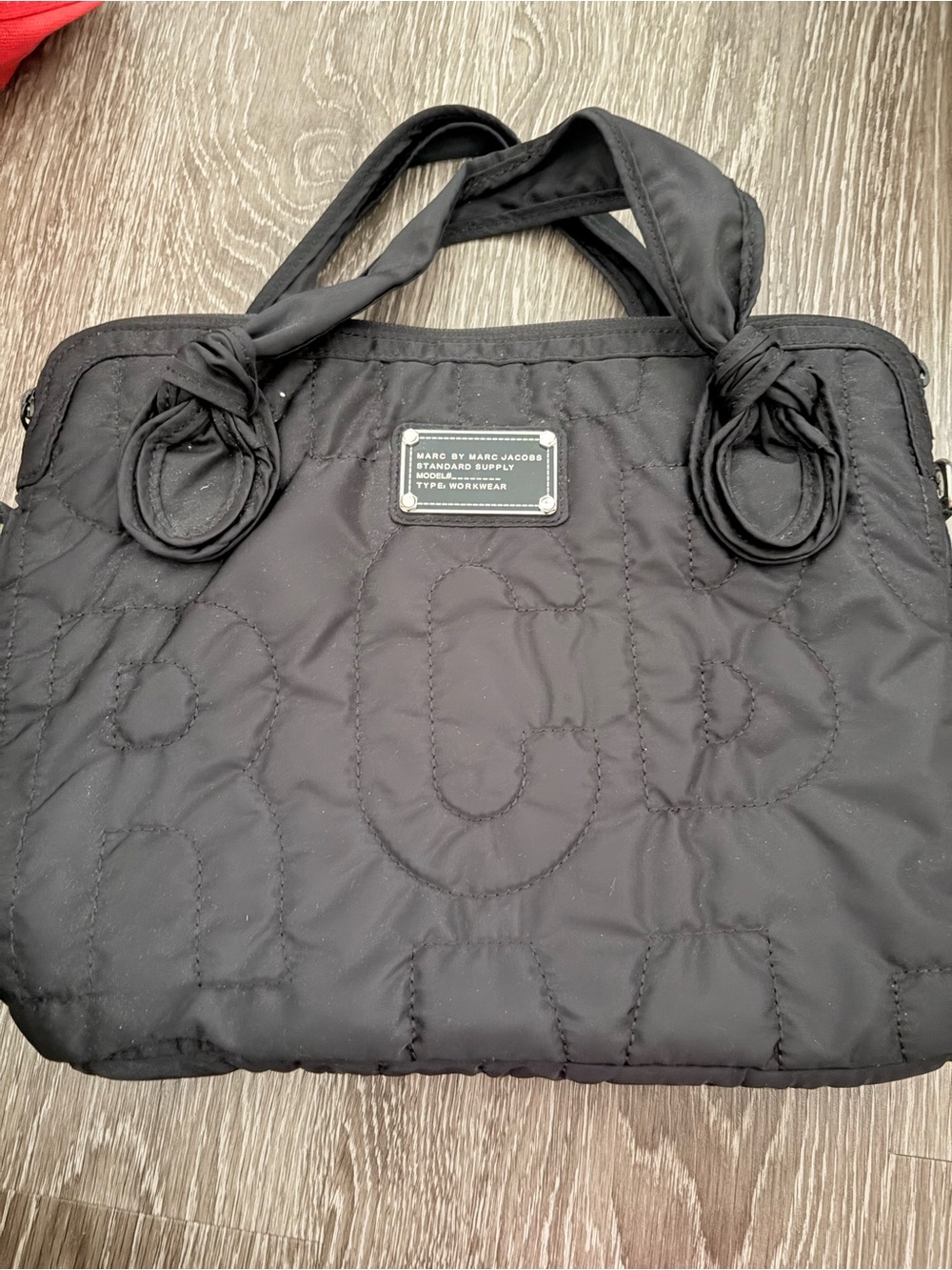 Marc by Marc Jacobs Black Quilted Knot-Handle laptop case